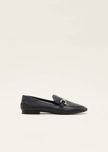 Phase Eight T-Bar Leather Flats Navy USA | 5276013-JE